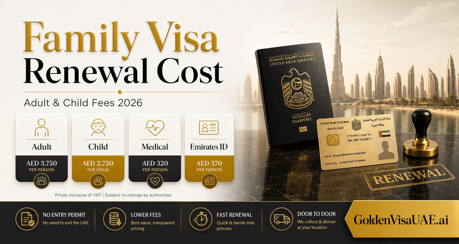 Family visa renewal cost in the UAE: adult & child fees (2026)